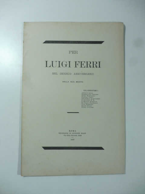 Per Luigi Ferri nel secondo anniversario della sua morte